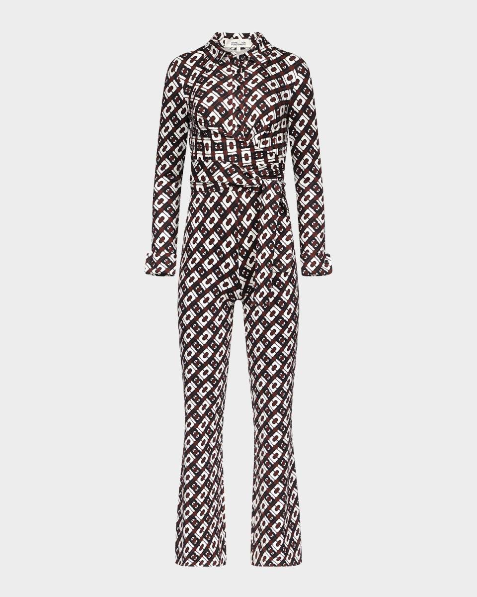 Michele Flared Geometric-Print Jumpsuit